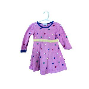 Hanna Andersson Girls Pink Polka Dot Long Sleeve Knit Dress Size 90